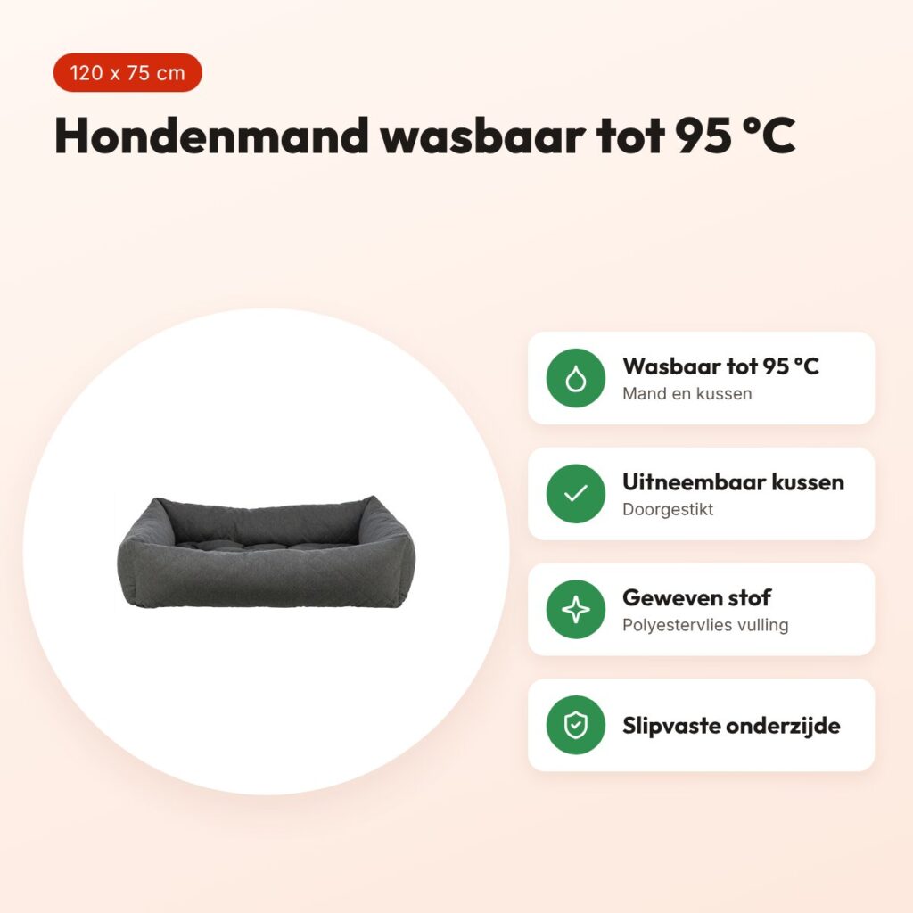 Trixie hondenmand Caliente donkergrijs 120 x 75 cm – wasbaar tot 95 °C – voordelen