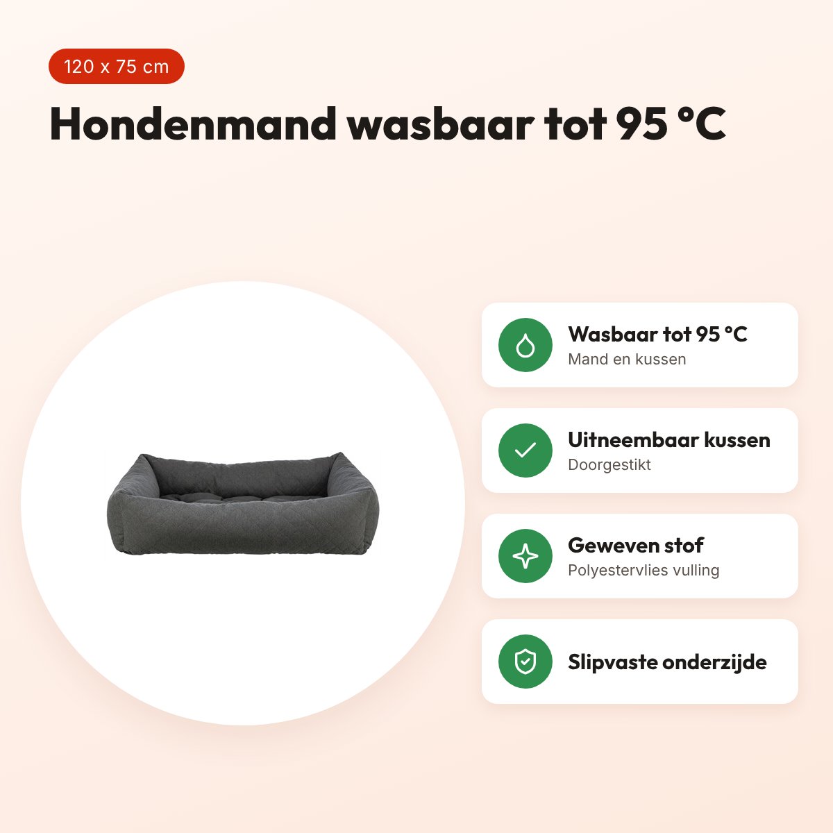 Trixie hondenmand Caliente donkergrijs 120 x 75 cm – wasbaar tot 95 °C – voordelen