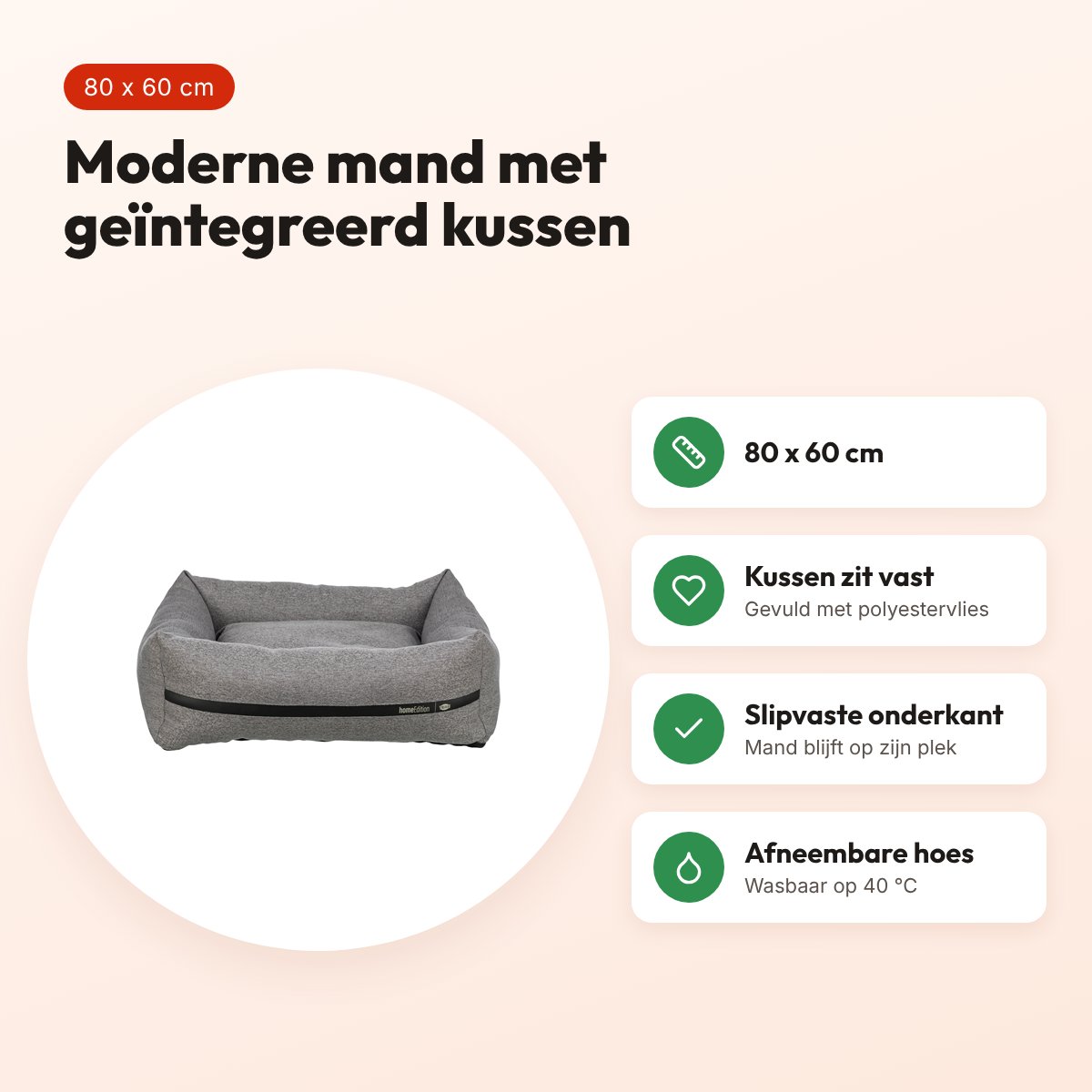 Trixie hondenmand CityStyle grijs 80 x 60 cm – voordelen