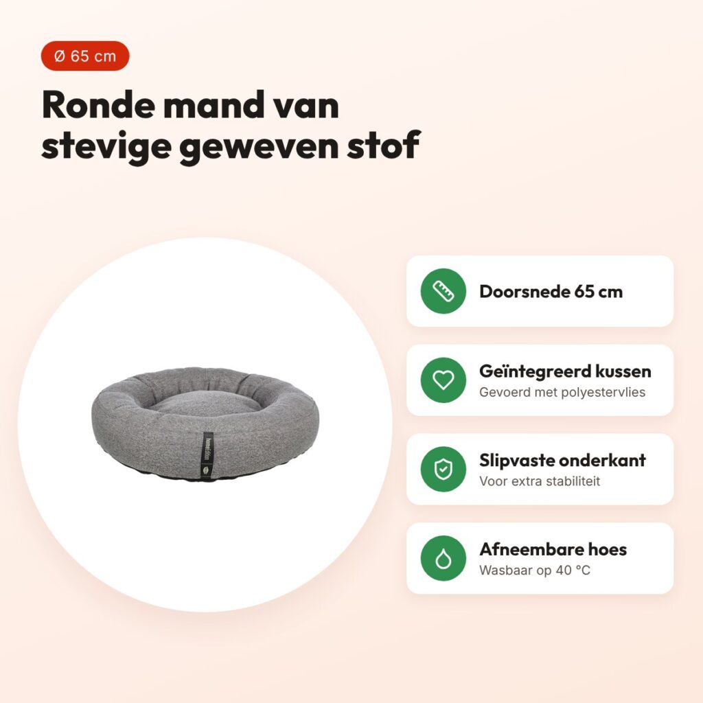 Trixie hondenmand CityStyle rond grijs 65 cm – voordelen