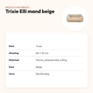 Trixie hondenmand Elli rechthoek beige 60 x 50 cm – pluche – productinformatie