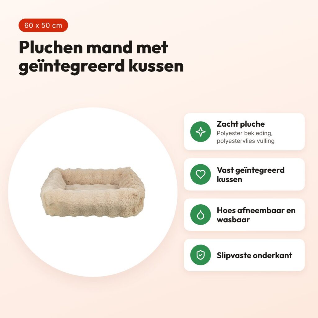 Trixie hondenmand Elli rechthoek beige 60 x 50 cm – pluche – voordelen