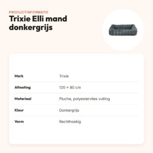 Trixie hondenmand Elli rechthoek donkergrijs 120 x 80 cm – pluche – productinformatie