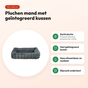 Trixie hondenmand Elli rechthoek donkergrijs 120 x 80 cm – pluche – voordelen