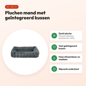 Trixie hondenmand Elli rechthoek donkergrijs 80 x 60 cm – pluche – voordelen