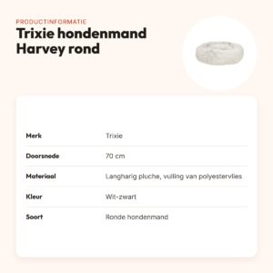 Trixie hondenmand Harvey rond wit-zwart 70 cm – extra zacht pluche – productinformatie