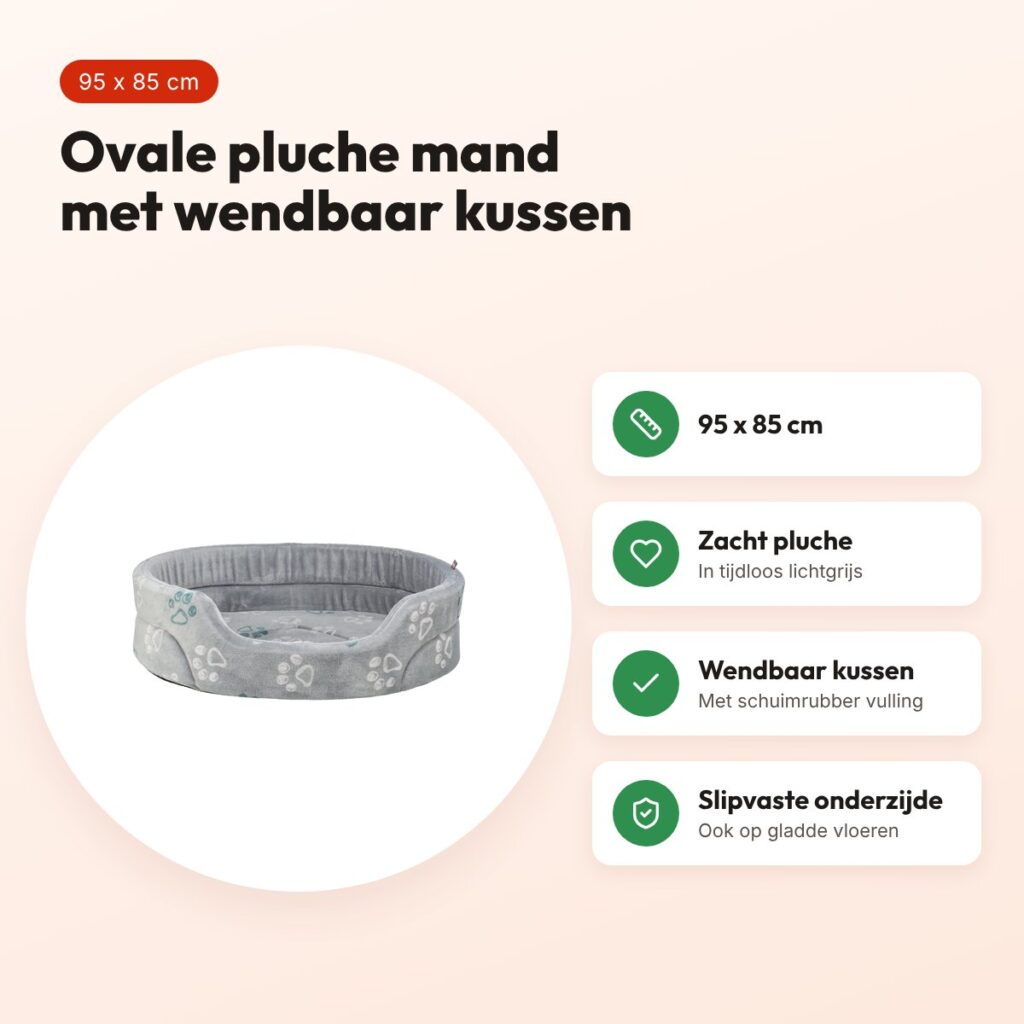 Trixie hondenmand Jimmy Soft ovaal lichtgrijs 95 x 85 cm – voordelen