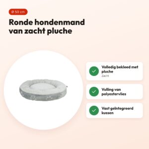 Trixie hondenmand Jimmy Soft rond lichtgrijs 50 cm – pluche – voordelen