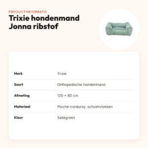 Trixie hondenmand Jonna Vital ribstof saliegroen 120 x 80 cm – productinformatie