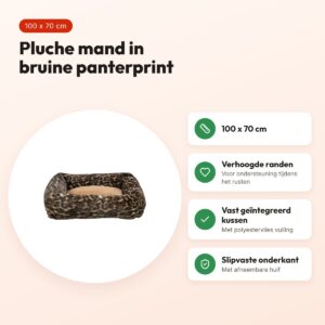 Trixie hondenmand Leo hoekig panterprint bruin 100 x 70 cm – voordelen
