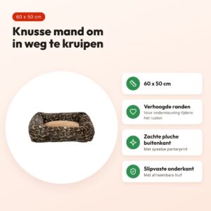 Trixie hondenmand Leo hoekig panterprint bruin 60 x 50 cm – voordelen