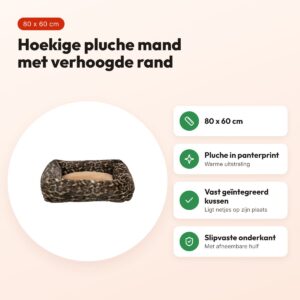 Trixie hondenmand Leo hoekig panterprint bruin 80 x 60 cm – voordelen