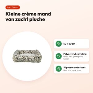Trixie hondenmand Leo hoekig panterprint crème 60 x 50 cm – voordelen