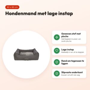 Trixie hondenmand Liano grijs 80 x 60 cm – met lage instap – voordelen