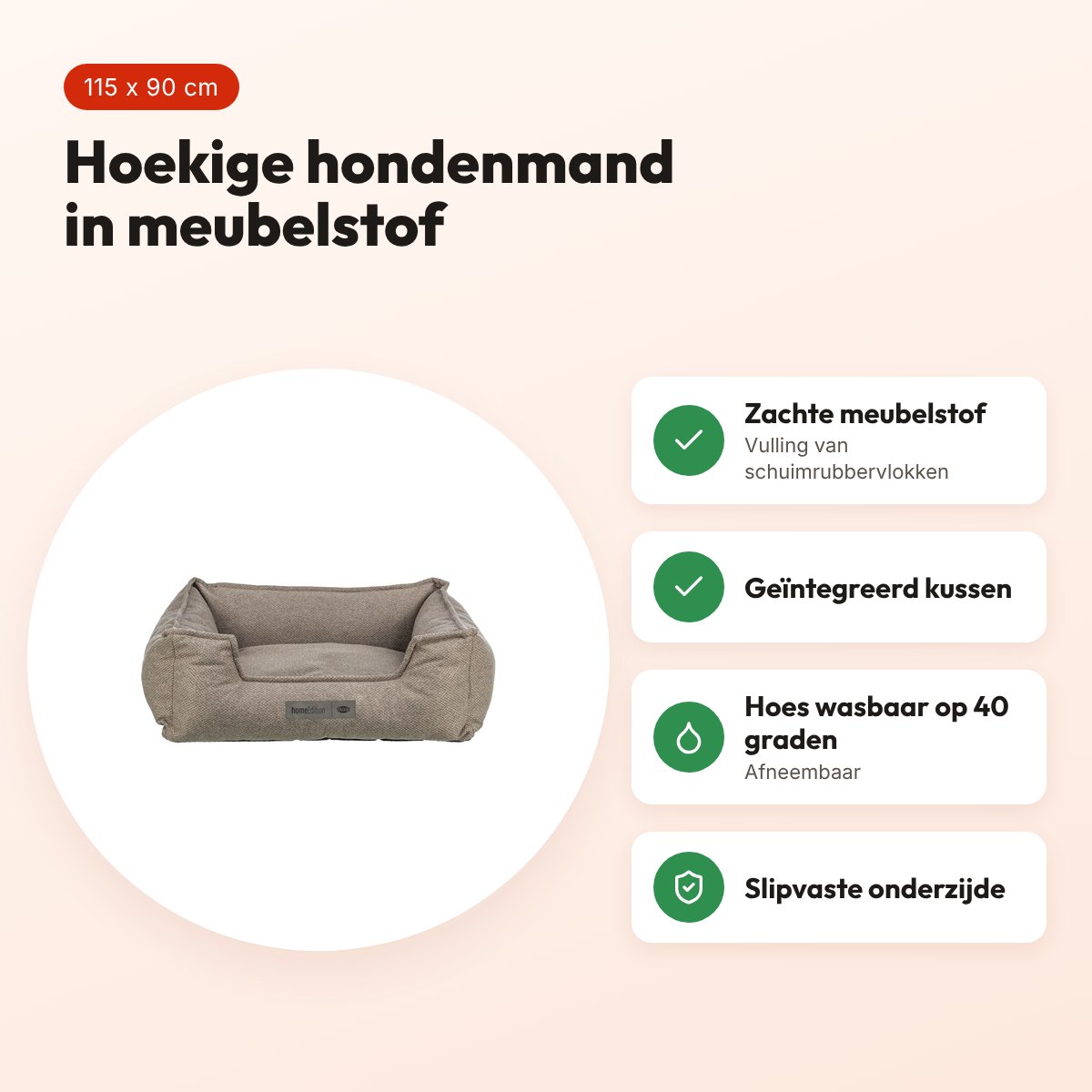 Trixie hondenmand Liano hoekig taupe 115 x 90 cm – meubelstof – voordelen