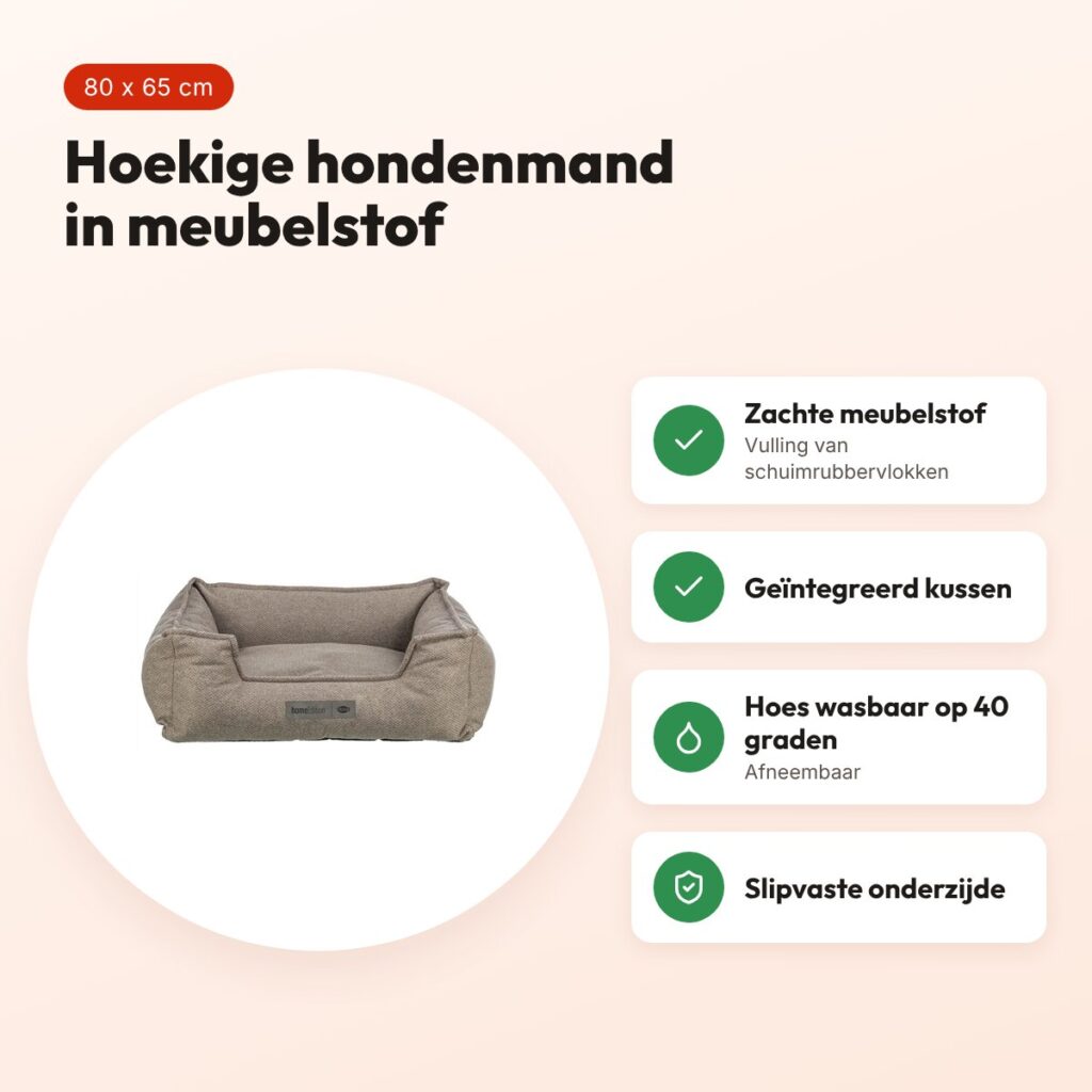 Trixie hondenmand Liano hoekig taupe 80 x 65 cm – meubelstof – voordelen