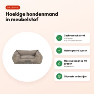 Trixie hondenmand Liano hoekig taupe 80 x 65 cm – meubelstof – voordelen