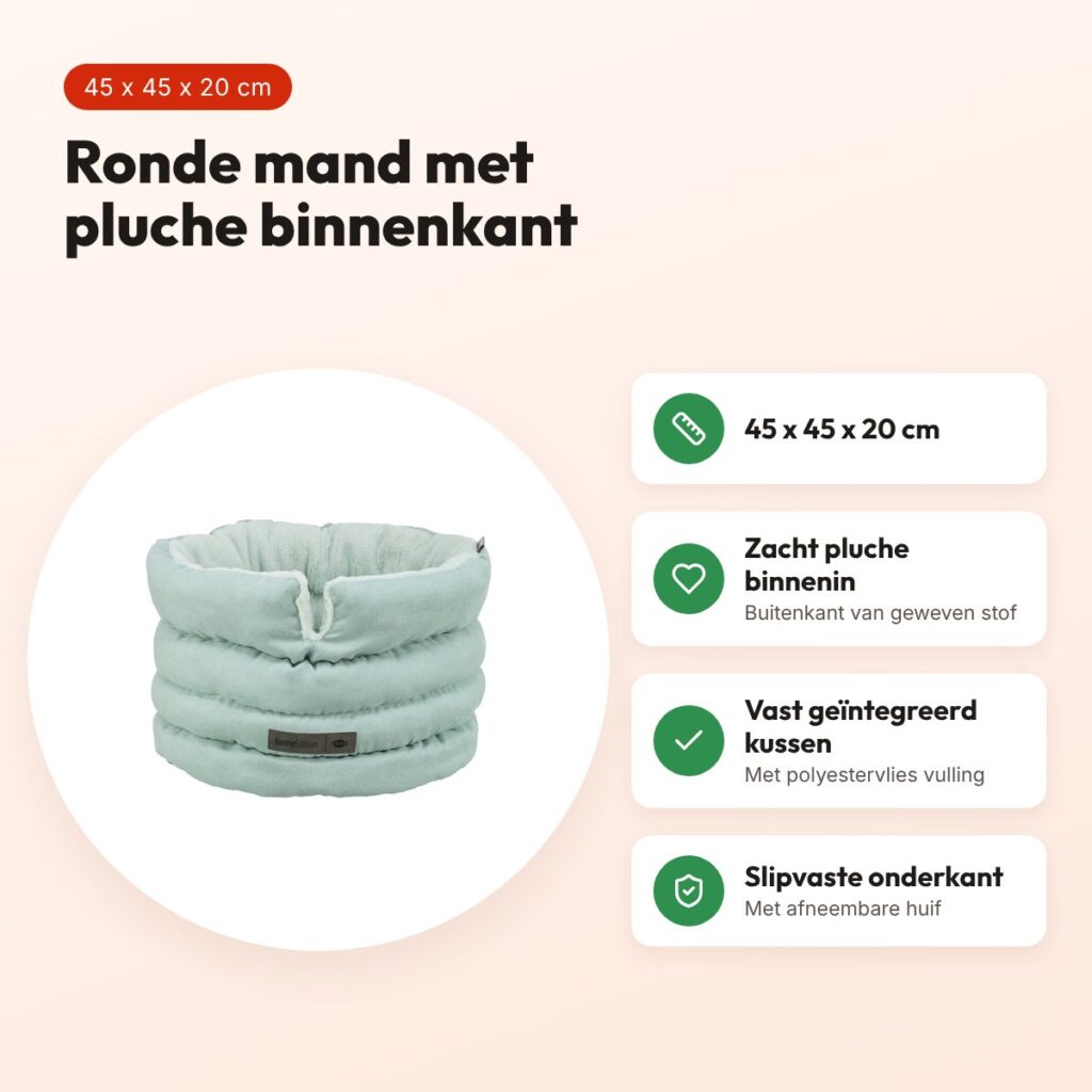 Trixie hondenmand Liano Soft rond saliegroen 45 x 45 x 20 cm – voordelen