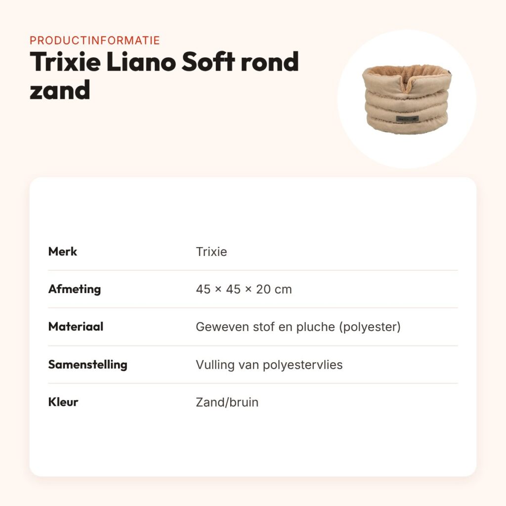 Trixie hondenmand Liano Soft rond zand/bruin 45 x 45 x 20 cm – productinformatie