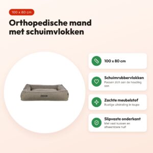 Trixie hondenmand Liano Vital orthopedisch hoekig taupe 100 x 80 cm – voordelen