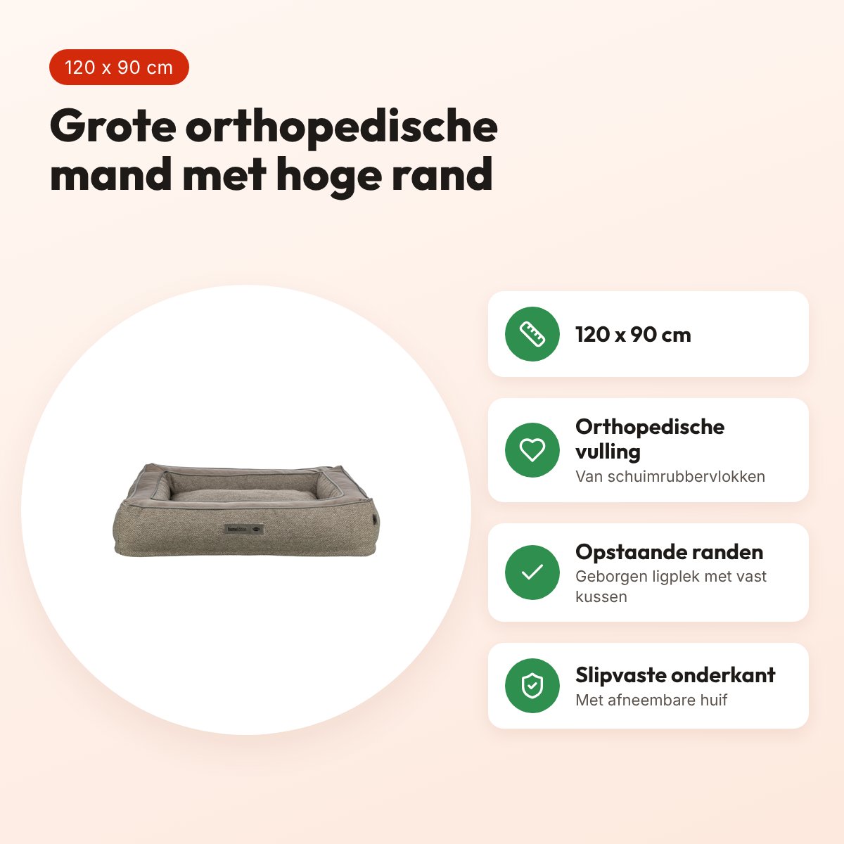 Trixie hondenmand Liano Vital orthopedisch hoekig taupe 120 x 90 cm – voordelen