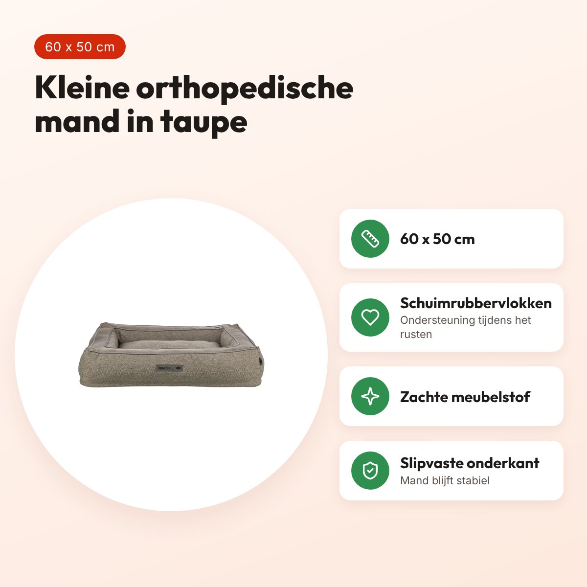 Trixie hondenmand Liano Vital orthopedisch hoekig taupe 60 x 50 cm – voordelen