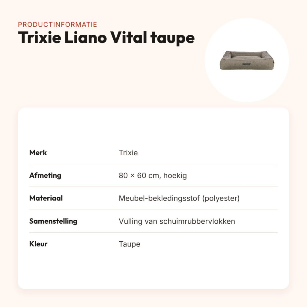 Trixie hondenmand Liano Vital orthopedisch hoekig taupe 80 x 60 cm – productinformatie