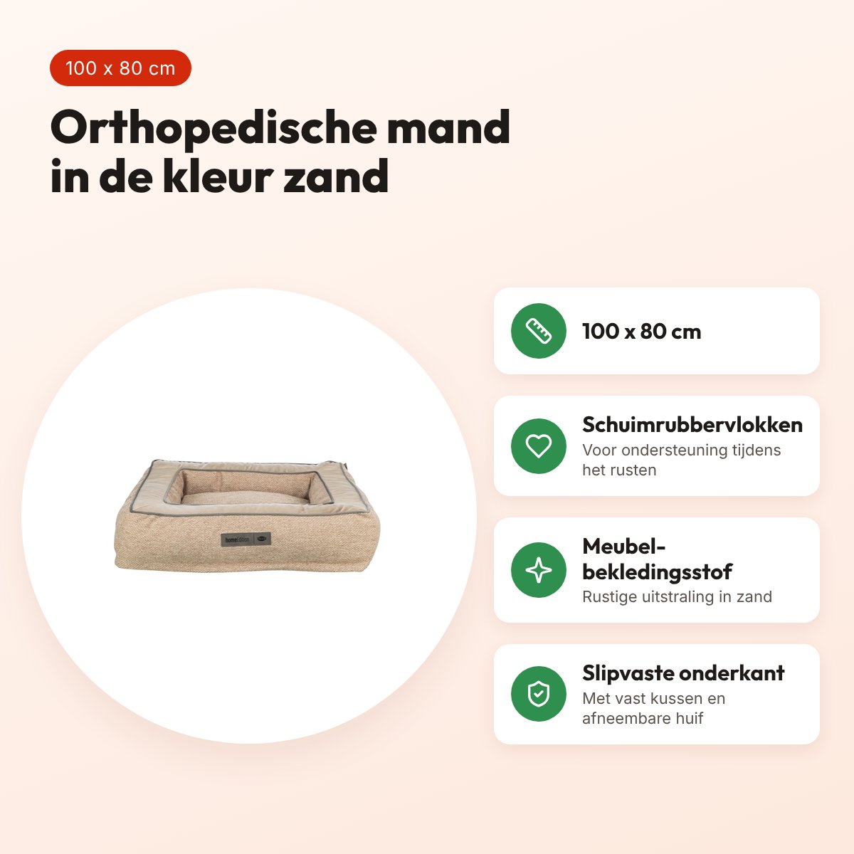 Trixie hondenmand Liano Vital orthopedisch hoekig zand 100 x 80 cm – voordelen