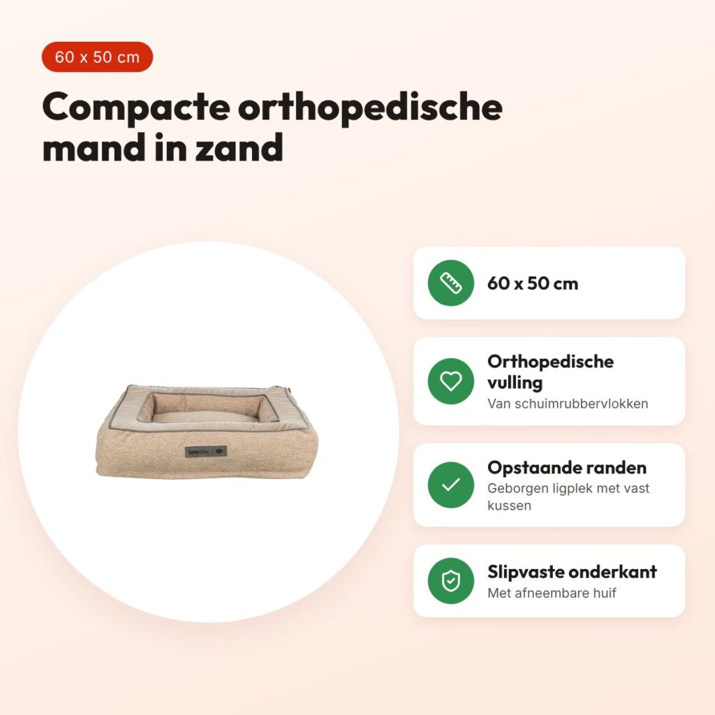 Trixie hondenmand Liano Vital orthopedisch hoekig zand 60 x 50 cm – voordelen