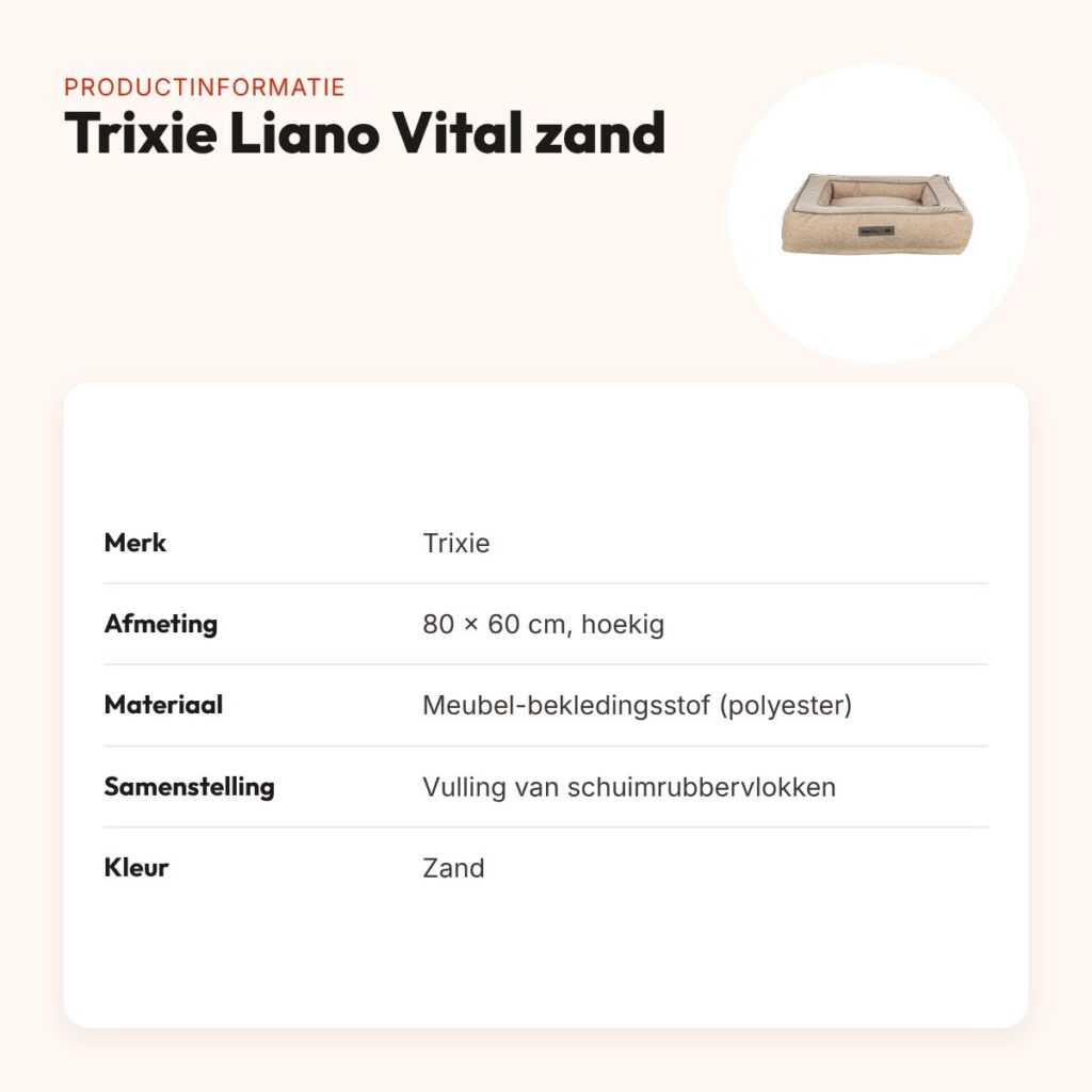 Trixie hondenmand Liano Vital orthopedisch hoekig zand 80 x 60 cm – productinformatie