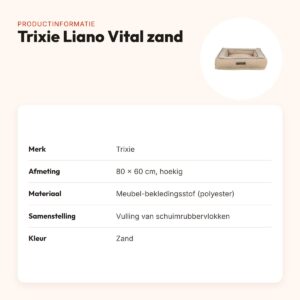 Trixie hondenmand Liano Vital orthopedisch hoekig zand 80 x 60 cm – productinformatie