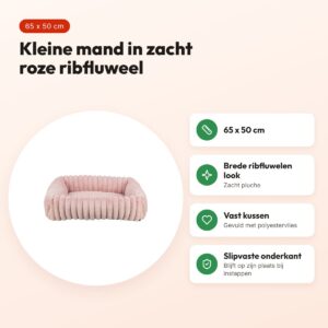 Trixie hondenmand Lonni hoekig ribfluweel roze 65 x 50 cm – voordelen