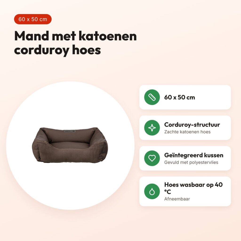 Trixie hondenmand Marley corduroy donkerbruin 60 x 50 cm – voordelen
