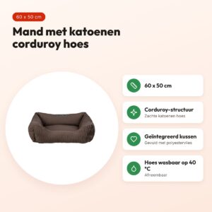 Trixie hondenmand Marley corduroy donkerbruin 60 x 50 cm – voordelen