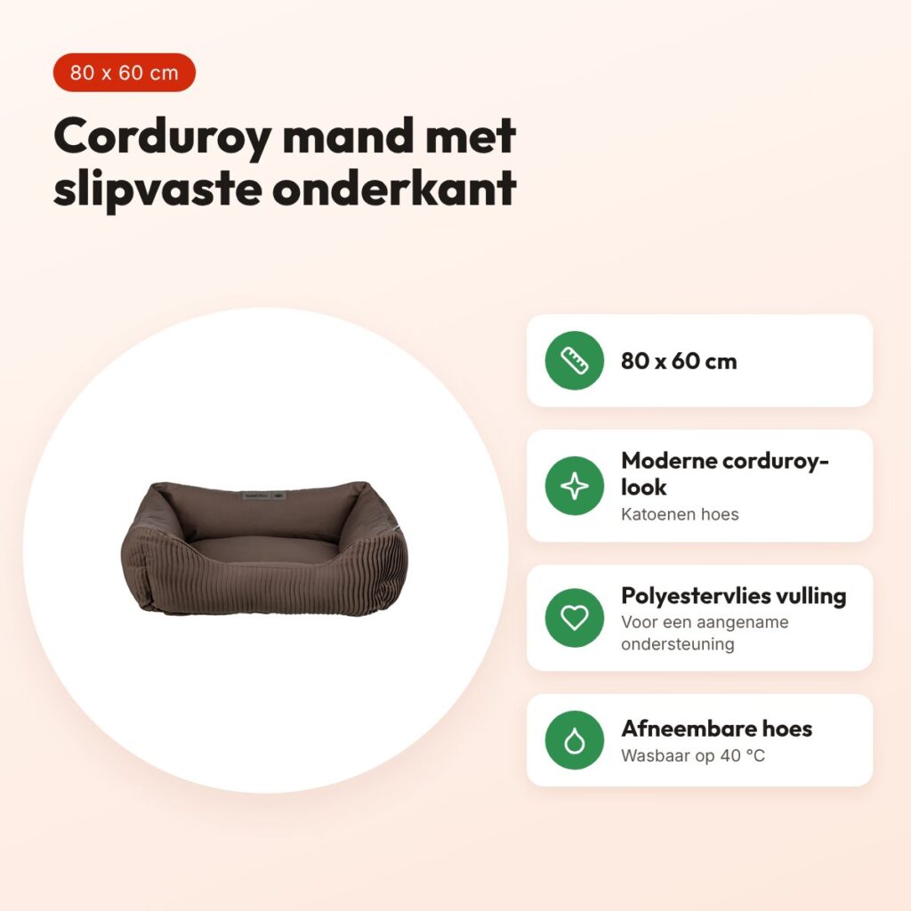 Trixie hondenmand Marley corduroy donkerbruin 80 x 60 cm – voordelen
