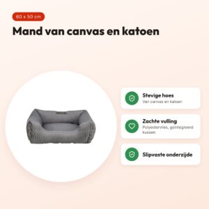 Trixie hondenmand Marley grijs 60 x 50 cm – canvas en katoen – voordelen