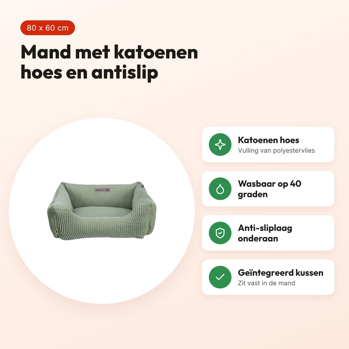 Trixie hondenmand Marley Soft Edition saliegroen 80 x 60 cm – antislip – voordelen