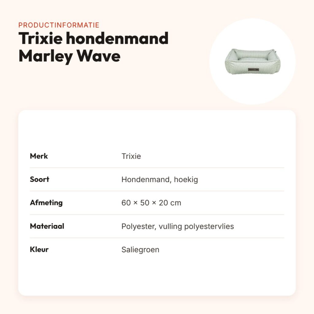 Trixie hondenmand Marley Wave hoekig saliegroen 60 x 50 x 20 cm – productinformatie