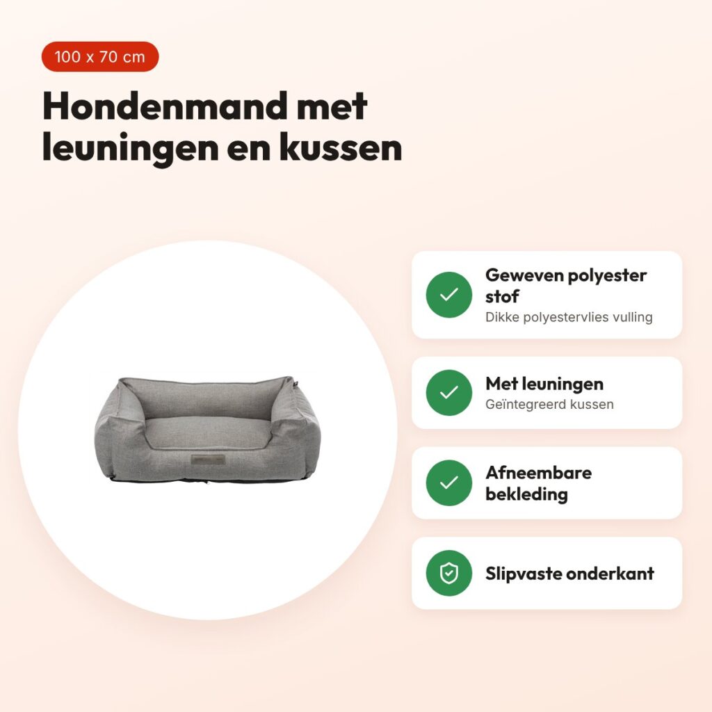 Trixie hondenmand Talis grijs 100 x 70 cm – geweven stof – voordelen