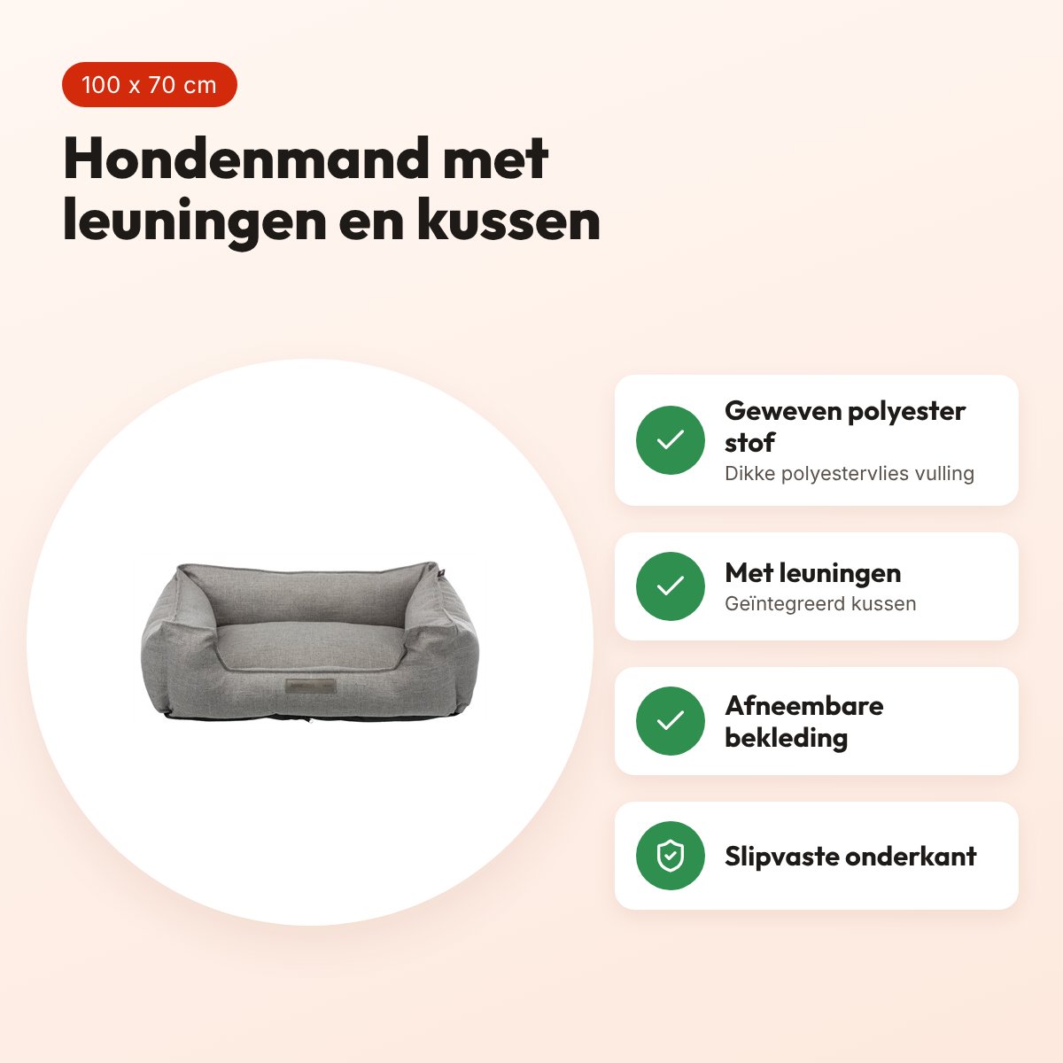 Trixie hondenmand Talis grijs 100 x 70 cm – geweven stof – voordelen
