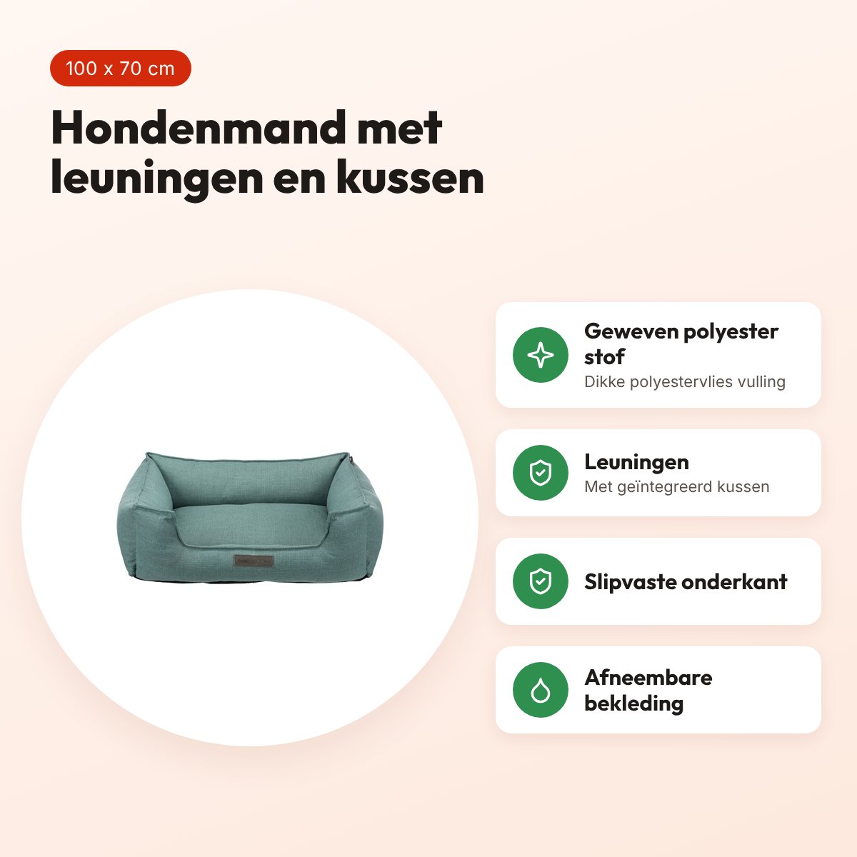 Trixie hondenmand Talis mintgroen 100 x 70 cm – geweven stof – voordelen