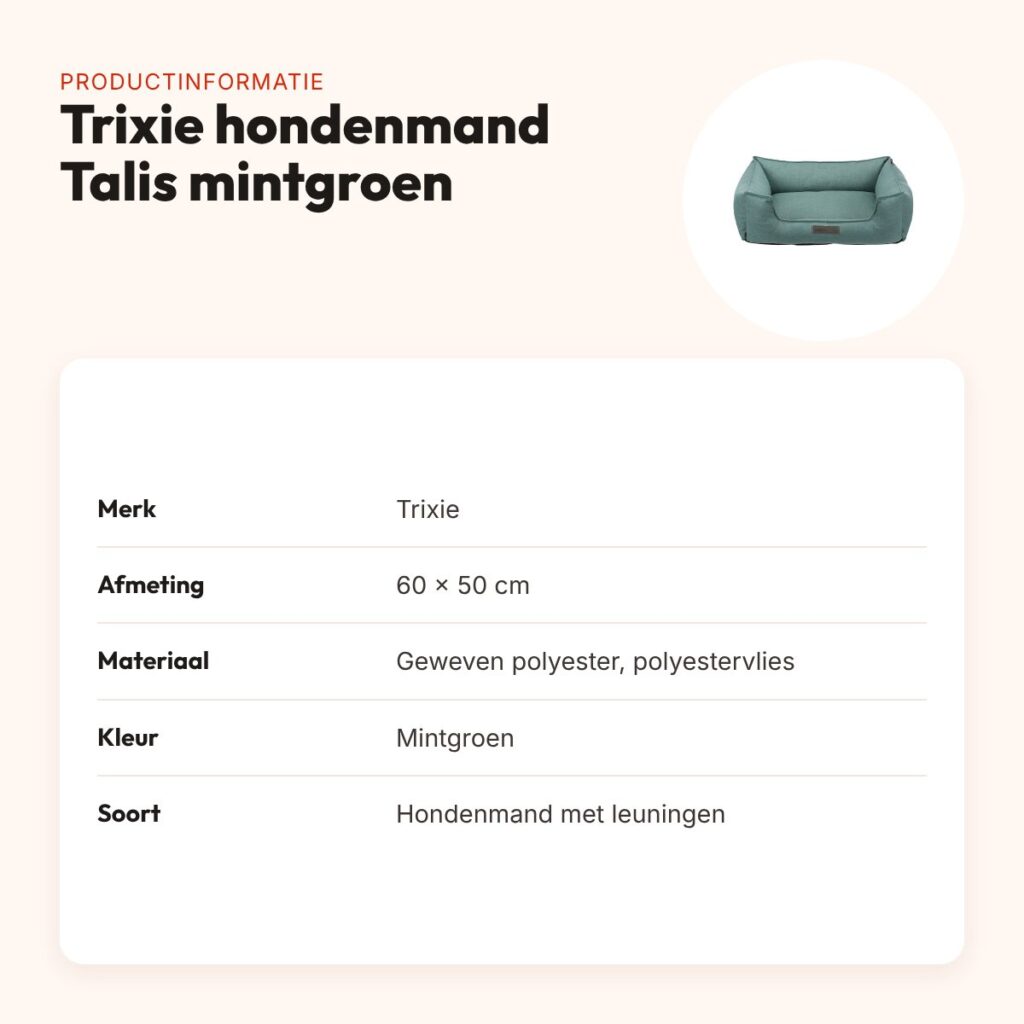Trixie hondenmand Talis mintgroen 60 x 50 cm – geweven stof – productinformatie