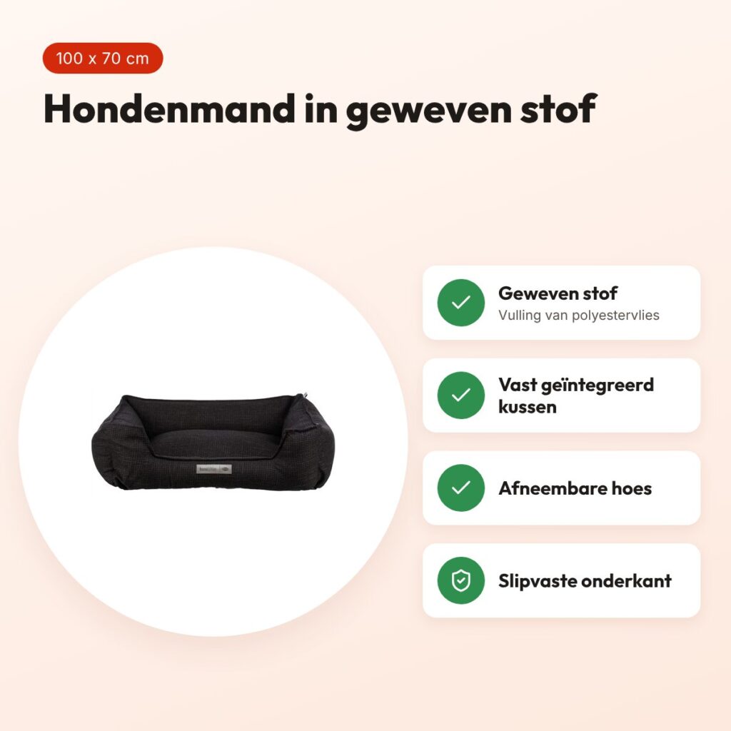 Trixie hondenmand Talis zwart 100 x 70 cm – geweven stof, slipvast – voordelen