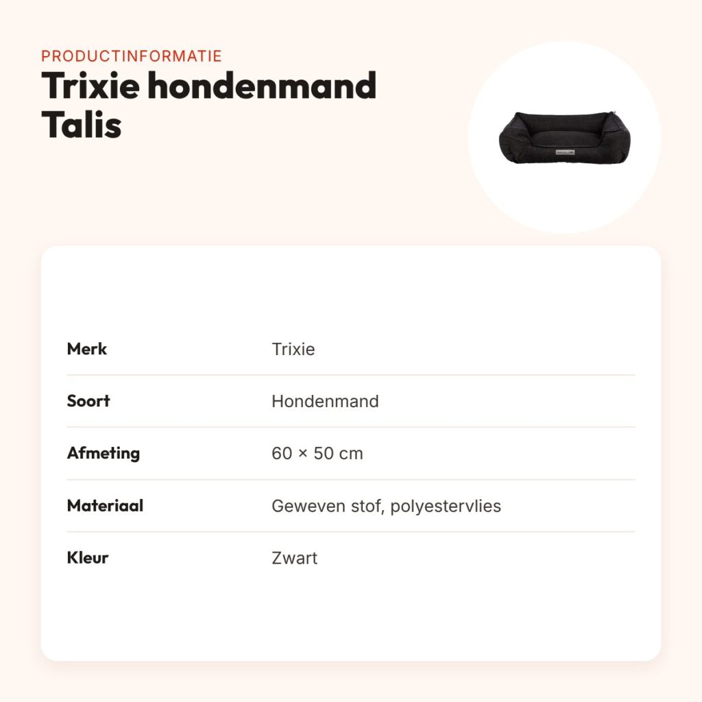 Trixie hondenmand Talis zwart 60 x 50 cm – geweven stof, slipvast – productinformatie