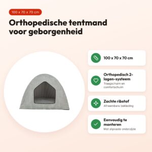 Trixie hondenmand tent Jonna Vital ribstof lichtgrijs 100 x 70 x 70 cm – voordelen
