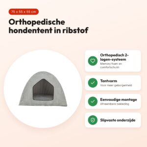 Trixie hondenmand Tent Jonna Vital ribstof lichtgrijs 75 x 55 x 55 cm – voordelen