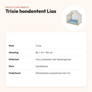Trixie hondenmand tent Lias hout zand/blauw 88 x 61 x 89 cm – productinformatie