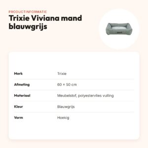 Trixie hondenmand Viviana blauwgrijs 60 x 50 cm – hoekig, meubelstof – productinformatie