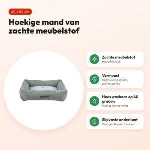 Trixie hondenmand Viviana blauwgrijs 80 x 60 cm – hoekig, meubelstof – voordelen