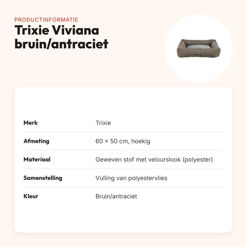 Trixie hondenmand Viviana hoekig bruin/antraciet 60 x 50 cm – productinformatie